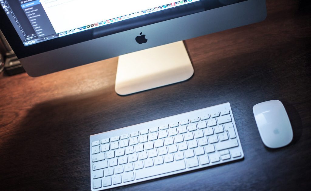 An office workspace with a computer