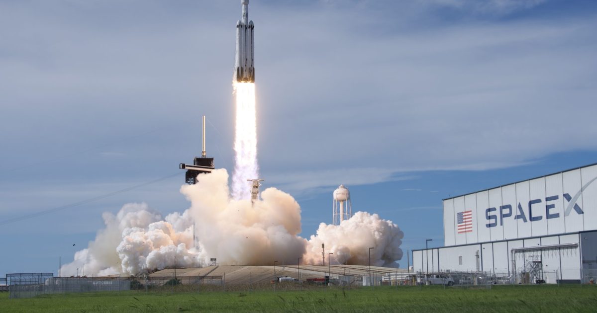 A SpaceX Falcon Heavy rocket launches NOAA’s GOES-U satellite from NASA’s Kennedy Space Center