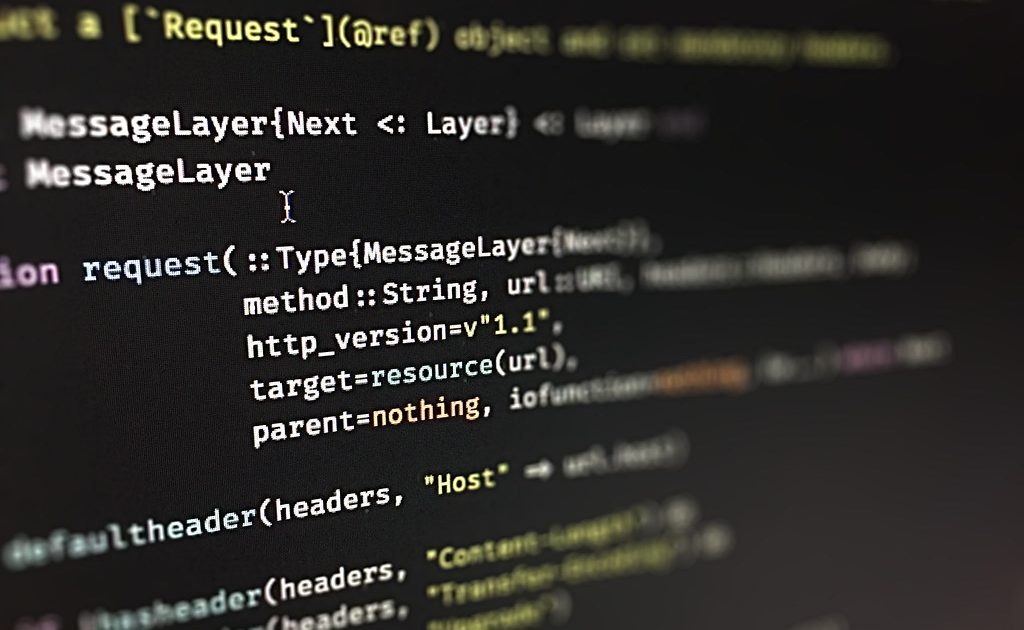 A close-up of programming code on a screen