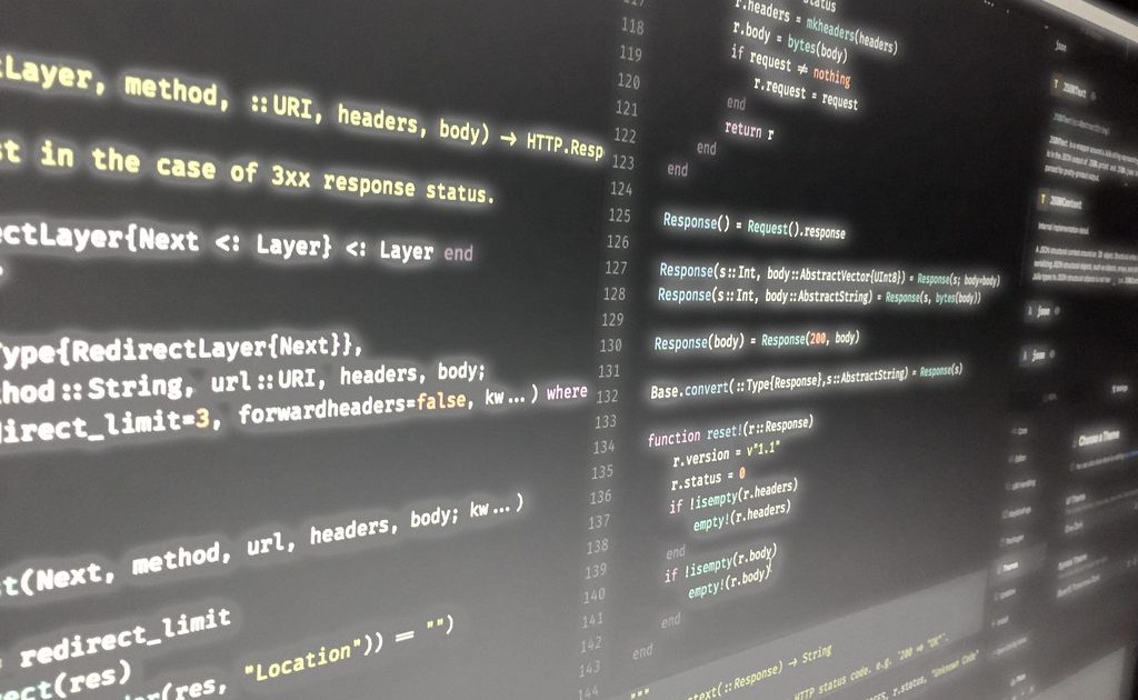 A close-up of programming code on a screen