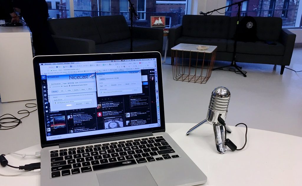 A laptop computer on a table