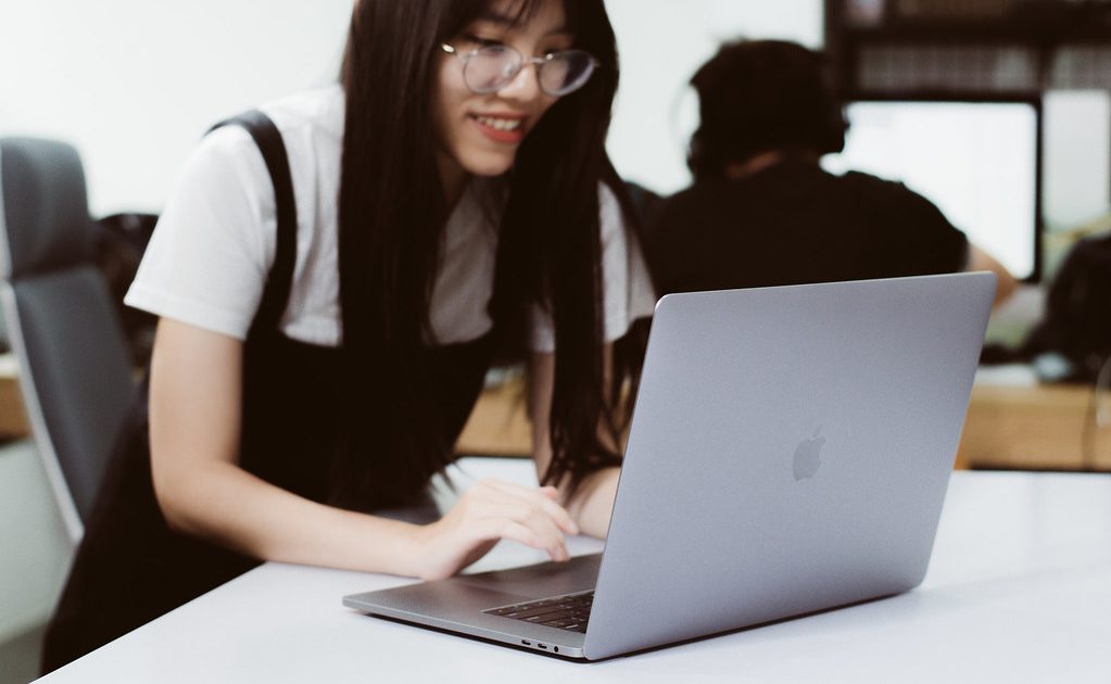 A person working on a laptop