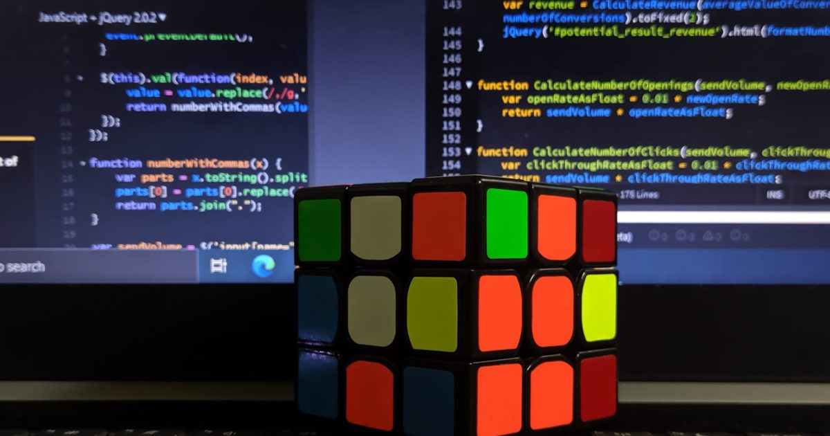 Rubik's Cube with code background