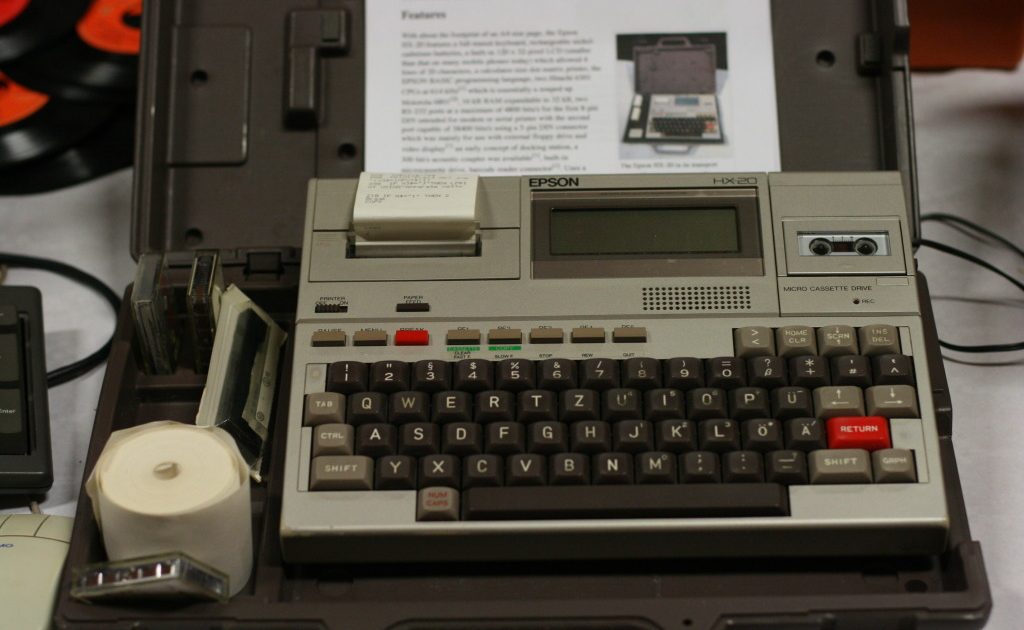 A laptop computer on a table