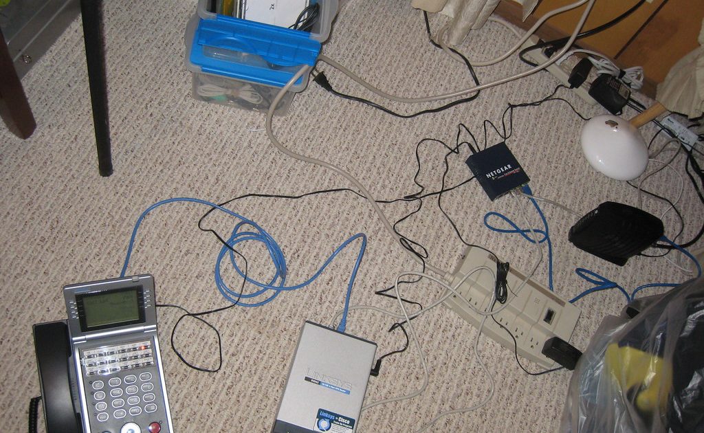 An ethernet cable on a white background