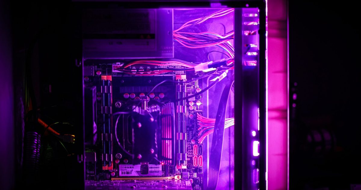 Cables running along a server rack